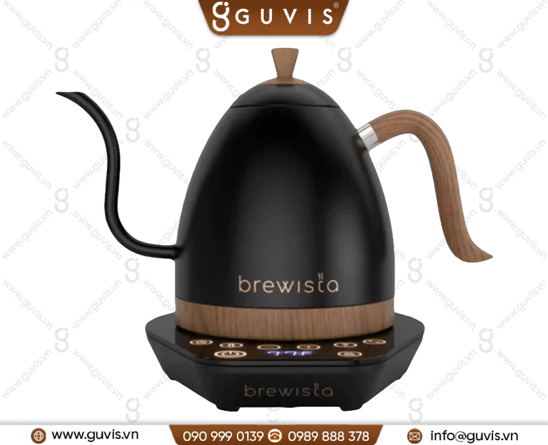 Ấm đun và rót Pour Over Brewista Artisan vòi cổ ngỗng đen mờ 600ml